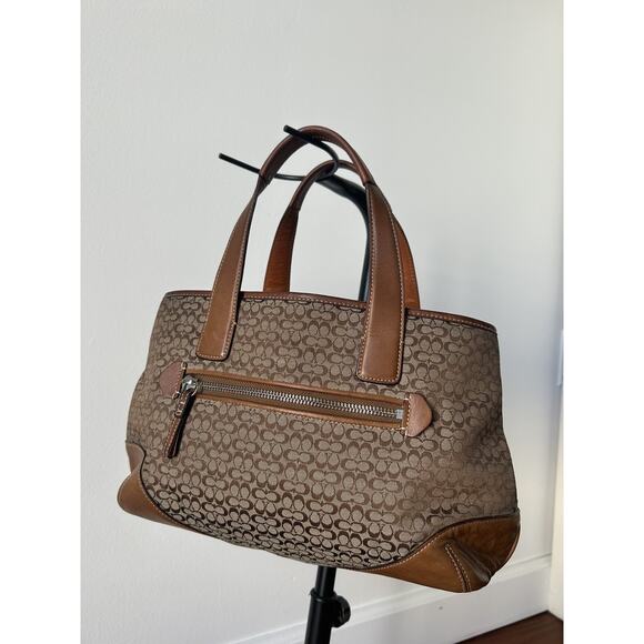 Y2K Vintage Coach 6620 Hobo Brown/Khaki signature Leather Top Handle Bag ReadPLS - Picture 1 of 8